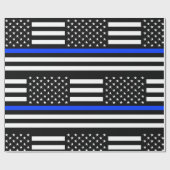 Dünne Blaue Linie Polizei-Flagge Geschenkpapier (Flach)