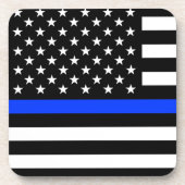 Dünne Blaue Linie Polizei-Flagge Getränkeuntersetzer (Vorderseite)