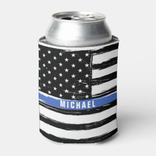 Dünne Blaue Linie Polizei-Flagge Grunge Personalis Dosenkühler