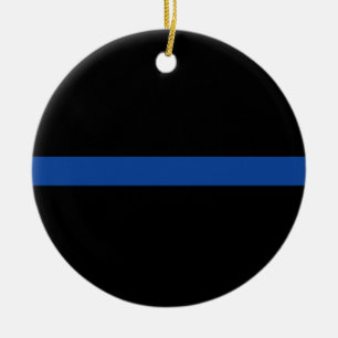 Dünne blaue Linie Polizei-Gesetzeshüter-Geschenk Keramik Ornament