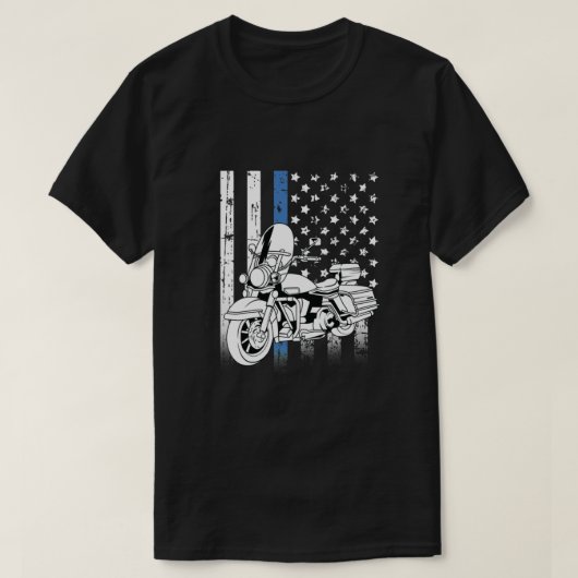 Dünne blaue Linie Polizei Motorrad Classic T-Shirt (Design vorne)