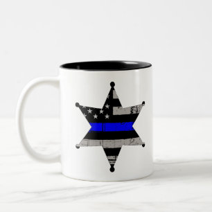 Dünne blaue Linie Polizei-Sheriff-Abzeichen Zweifarbige Tasse