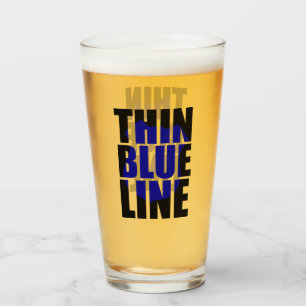 Dünne Blaue Linie Polizei Unterstützungsabzeichen Glas