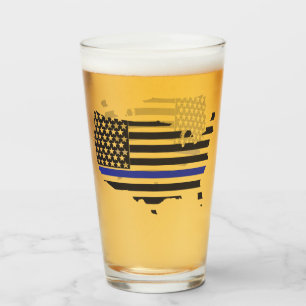 Dünne blaue Linie Polizeisupport, USA-Flagge Patri Glas