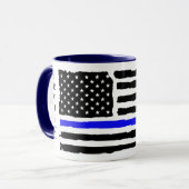 Dünne blaue Linie schützen und bedienen Tasse (Vorderseite Links)