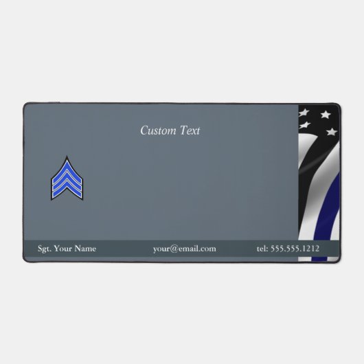 dünne blaue Linie Sergeant Rank Stripes Schreibtischunterlage (Vorderseite)