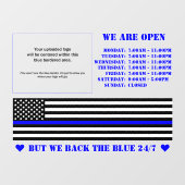 [Dünne blaue Linie] Zurück zum blauen Geschäft Fensteraufkleber (Blatt)