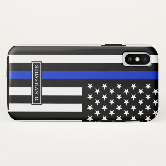 Dünne Blue Line-amerikanische Flagge Case-Mate iPhone Hülle (Rückseite (Horizontal))