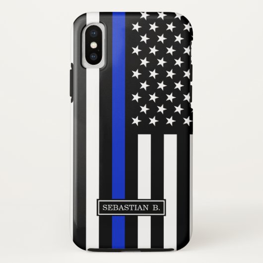 Dünne Blue Line-amerikanische Flagge Case-Mate iPhone Hülle (Rückseite)