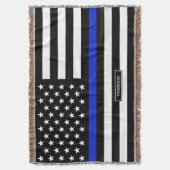 Dünne Blue Line-amerikanische Flagge Decke (Vorderseite Vertikal)