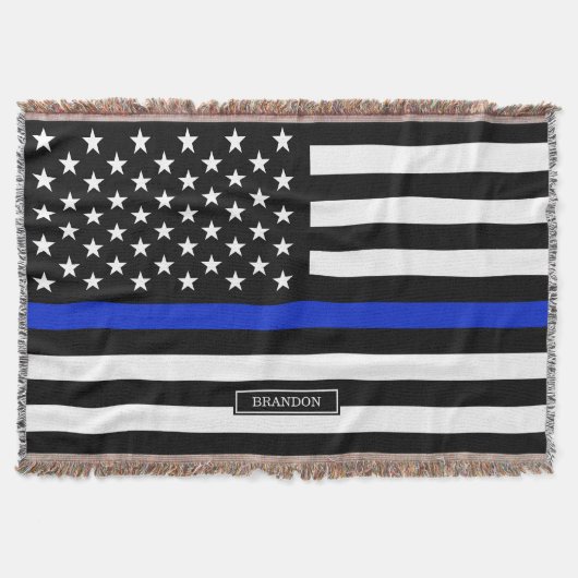 Dünne Blue Line-amerikanische Flagge Decke (Vorderseite)