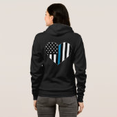 Dünne Blue Line-amerikanische Flagge Hoodie (Schwarz voll)