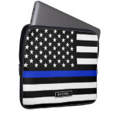Dünne Blue Line-amerikanische Flagge Laptopschutzhülle (Vorne Rechts)