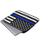 Dünne Blue Line-amerikanische Flagge Laptopschutzhülle (Vorne Knopf)