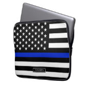 Dünne Blue Line-amerikanische Flagge Laptopschutzhülle (Vorderseite Links)