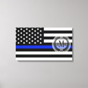 Dünne Blue Line-amerikanische Flagge Leinwanddruck