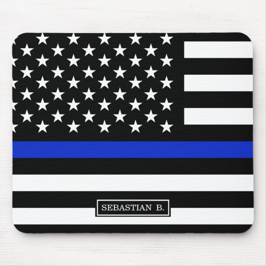 Dünne Blue Line-amerikanische Flagge Mousepad (Vorne)
