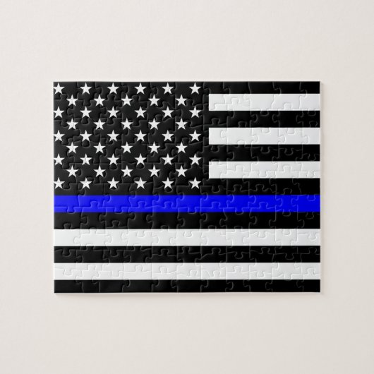 Dünne Blue Line-amerikanische Flagge Puzzle (Horizontal)