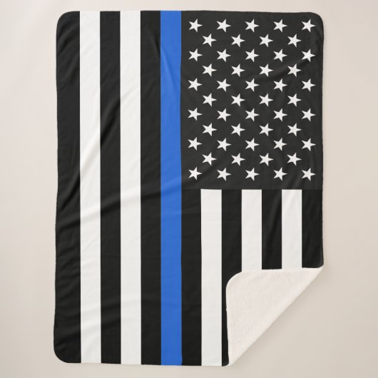 Dünne Blue Line-amerikanische Flagge Sherpadecke (Vorderseite)