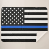 Dünne Blue Line-amerikanische Flagge Sherpadecke (Vorderseite (Horizontal))