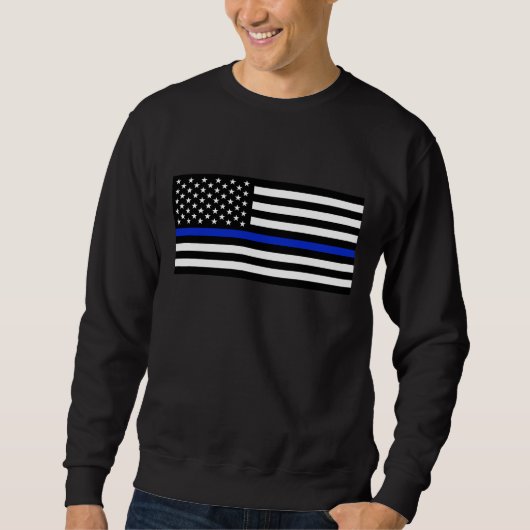 Dünne Blue Line-amerikanische Flagge Sweatshirt (Vorderseite)
