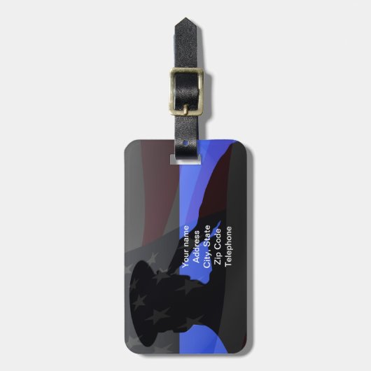 Dünne Blue Line-Gepäck Identifikation Gepäckanhänger (Vorderseite vertikal)