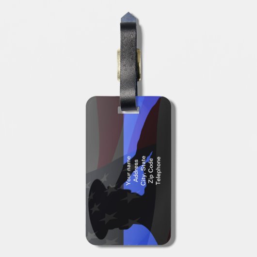 Dünne Blue Line-Gepäck Identifikation Gepäckanhänger (Rückseite vertikal)