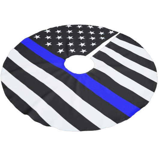 Dünne Blue Line kennzeichnen Polyester Weihnachtsbaumdecke (Schrägansicht)