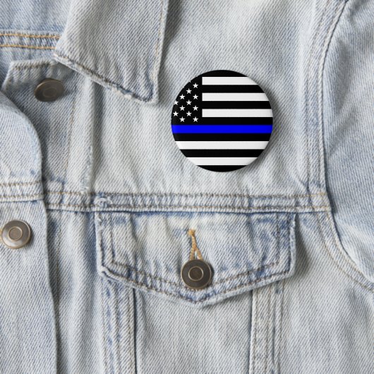 Dünne Blue Line-Polizeibeamte-Denkmal-Flagge Button (Beispiel)