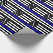 Dünne Blue Line-Polizeibeamte-Denkmal-Flagge Geschenkpapier (Ecke)