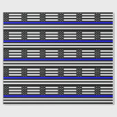 Dünne Blue Line-Polizeibeamte-Denkmal-Flagge Geschenkpapier (Flach)