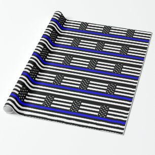 Dünne Blue Line-Polizeibeamte-Denkmal-Flagge Geschenkpapier