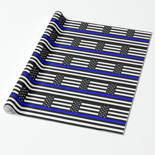 Dünne Blue Line-Polizeibeamte-Denkmal-Flagge Geschenkpapier (Ungerollt)