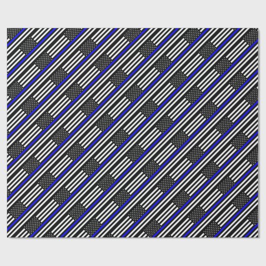 Dünne Blue Line-Polizeibeamte-Denkmal-Flagge Geschenkpapier (Flach)