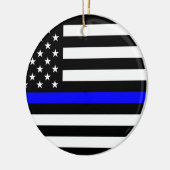 Dünne Blue Line-Polizeibeamte-Denkmal-Flagge Keramik Ornament (Links)