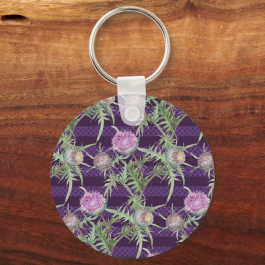 Dünne Blume Wasserfarbmuster Schlüsselanhänger (Vorderseite)