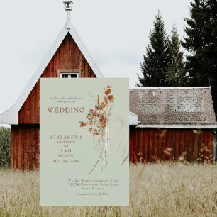 Dünne Botanische Salbei-Hochzeit ohne Eltern Einladung