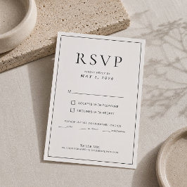 Dünne, editierbare Hochzeits-RSVP-Karte mit minima RSVP Karte