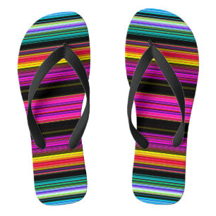 Dünne farbenfrohe Streifen - 2 Erwachsene Flip-Flo Badesandalen