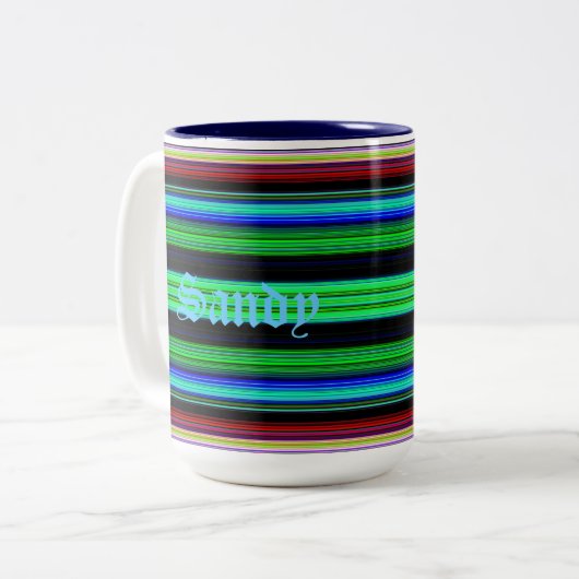 Dünne farbige Streifen - 1 Zweifarbige Tasse (Vorderseite Links)