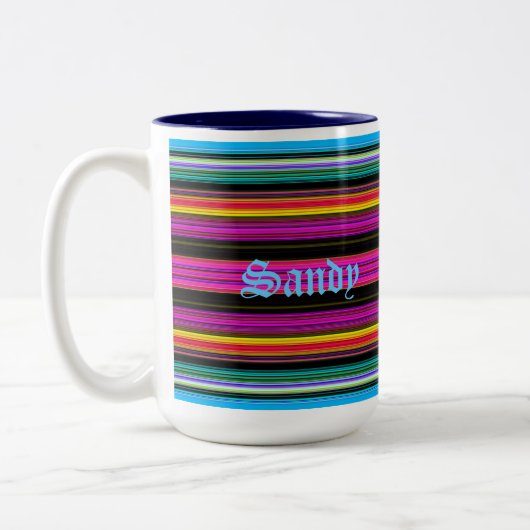 Dünne farbige Streifen - 2 Zweifarbige Tasse (Links)