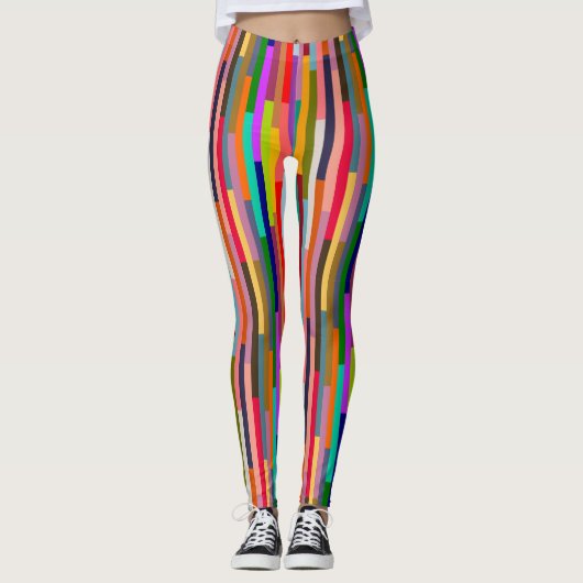 Dünne farbige Streifen Leggings (Vorderseite)