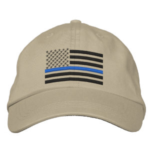 Dünne Flagge Blue Lines US im Schwarzen Bestickte Kappe