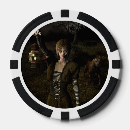 Dünne Frau trägt Lampe Pokerchips (Vorderseite)
