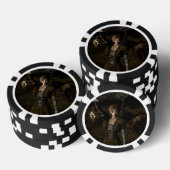 Dünne Frau trägt Lampe Pokerchips (Stapel)