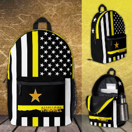 Dünne gelbe Leinensack, amerikanische Flaggenversa Bedruckter Rucksack