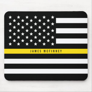 Dünne gelbe Linie Fahrdienstleiter-amerikanische Mousepad