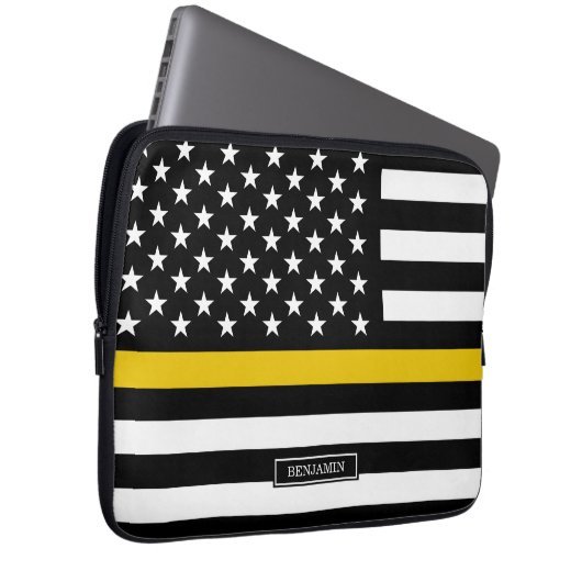 Dünne Goldlinie Flagge-Fahrdienstleiter Laptopschutzhülle (Vorne Rechts)