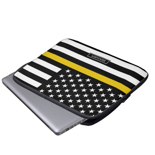 Dünne Goldlinie Flagge-Fahrdienstleiter Laptopschutzhülle (Vorne Knopf)