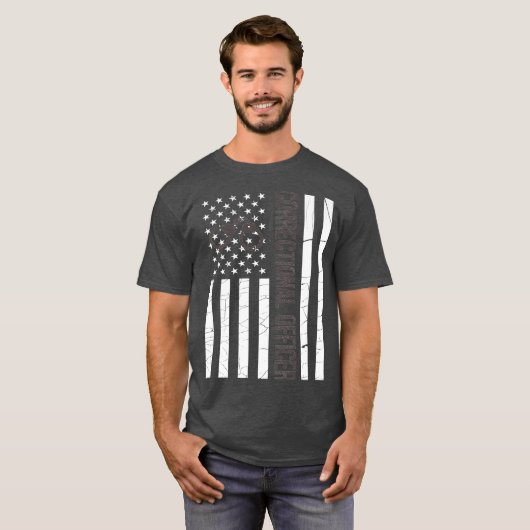 Dünne graue Linie CO - Amerikanische Flagge Premiu T-Shirt (Vorne ganz)